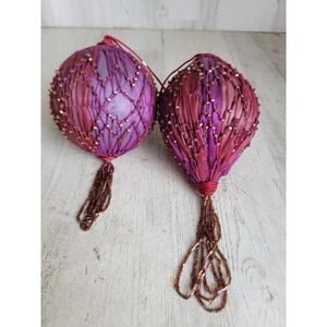 Vintage abstract red tassle fabric ornament Xmas set unique home